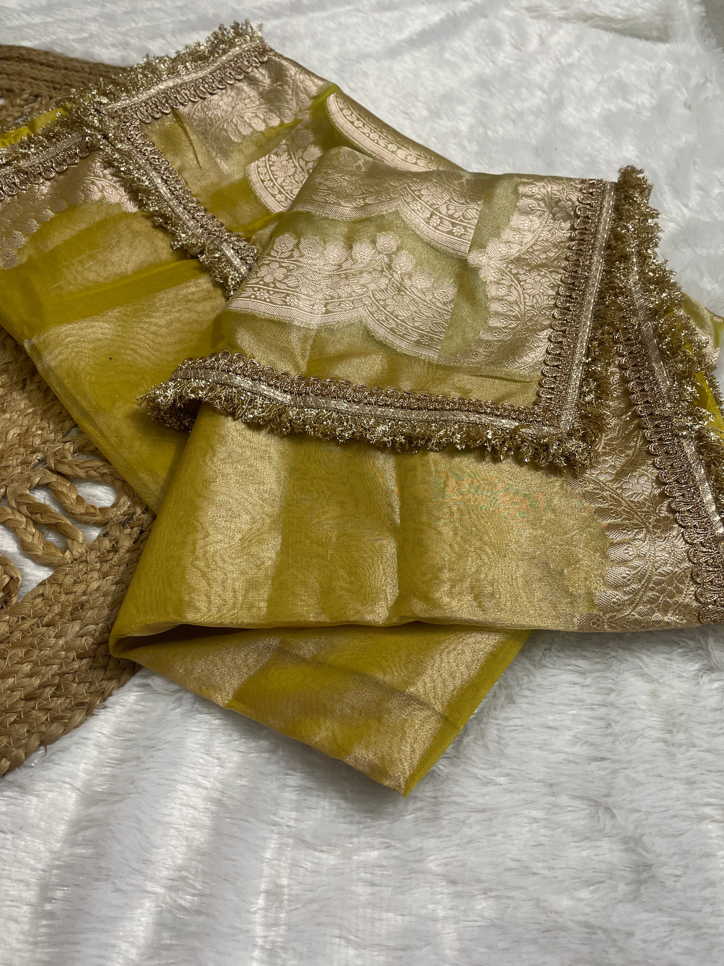 Yellow Gold- Banarasi Tissue Silk Saree